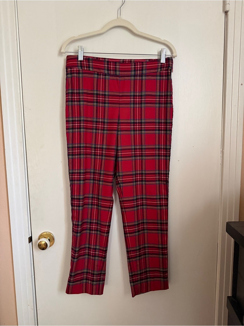 Talbots Red Plaid Straight-Leg Women's Pants - Picture 6 of 6